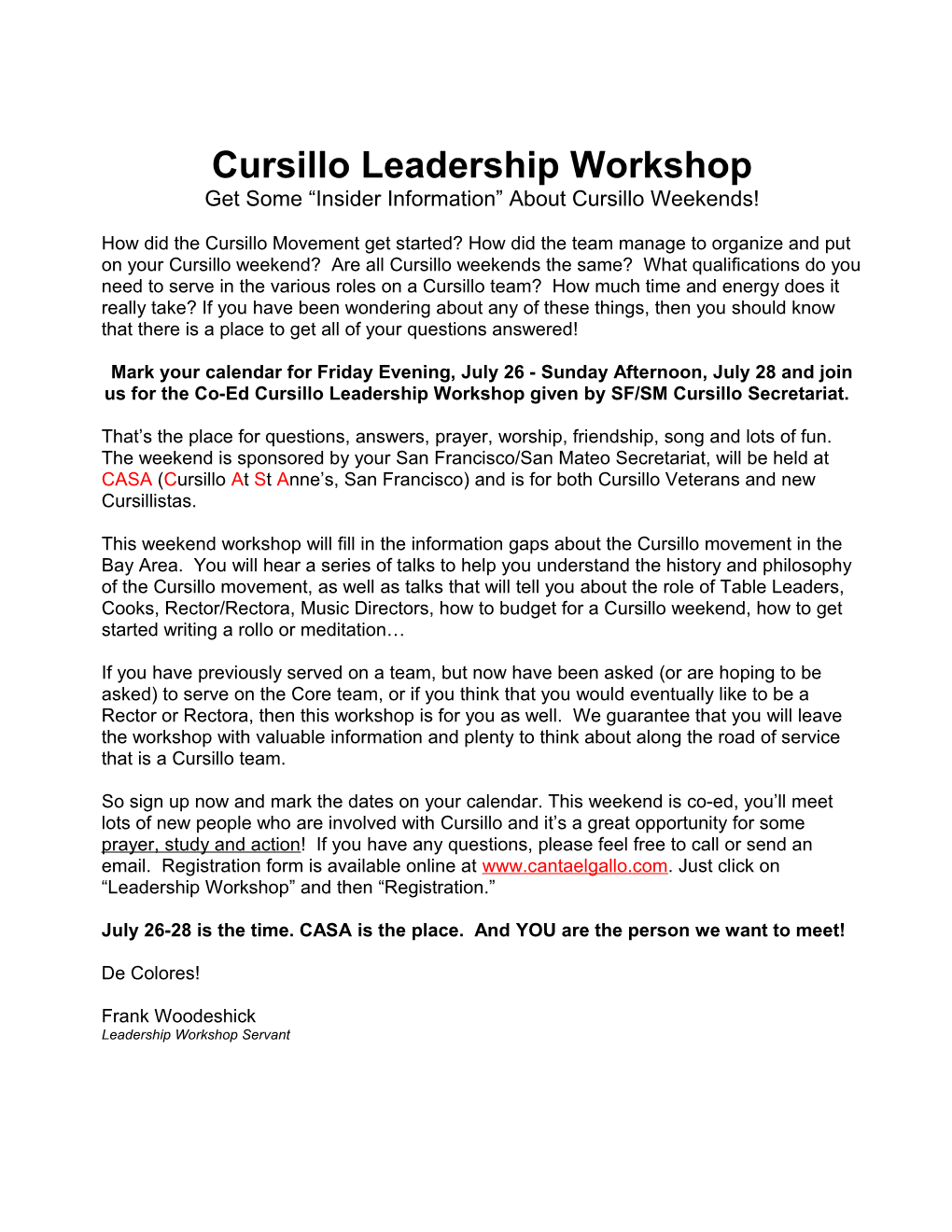 Get Some Insider Information About Cursillo Weekends