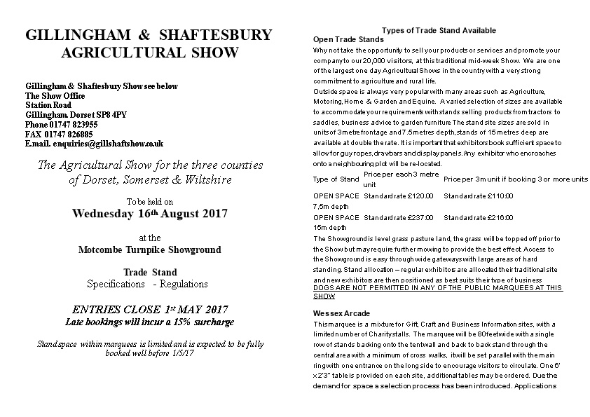 Gillingham & Shaftesbury Show See Below