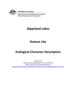 Gippsland Lakes Ramsar Site Ecological Character Description Chapter 3 (Excluding Figures