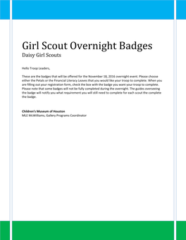 Girl Scout Overnight Badges