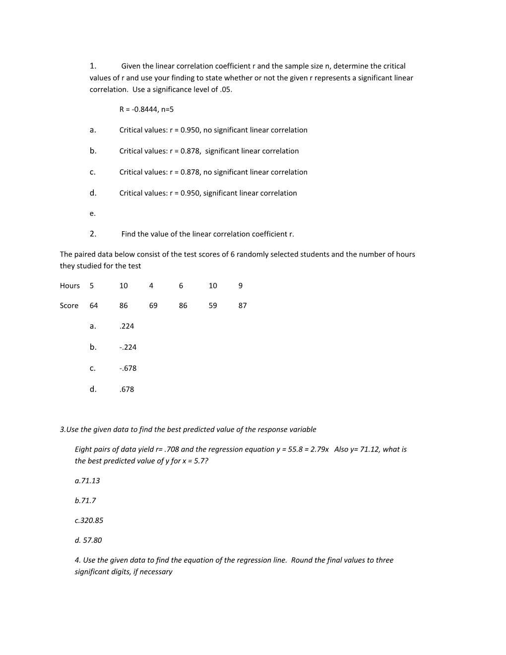 Given the Linear Correlation Coefficient R and the Sample Size N, Determine the Critical