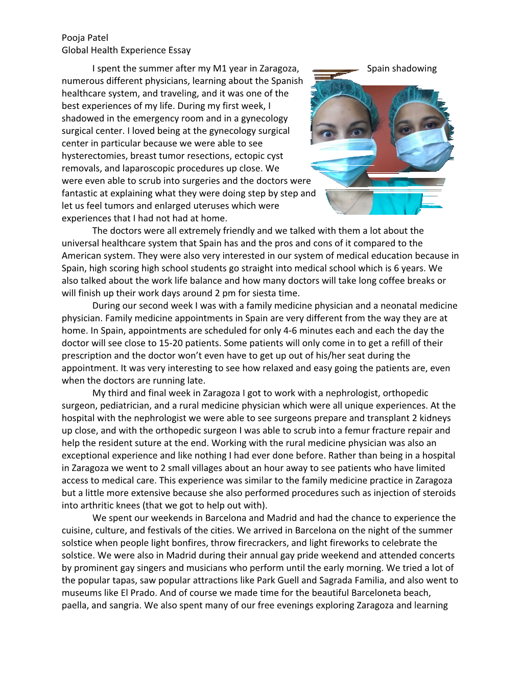 Global Health Experience Essay