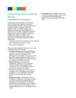 Going Home: Information Forparents