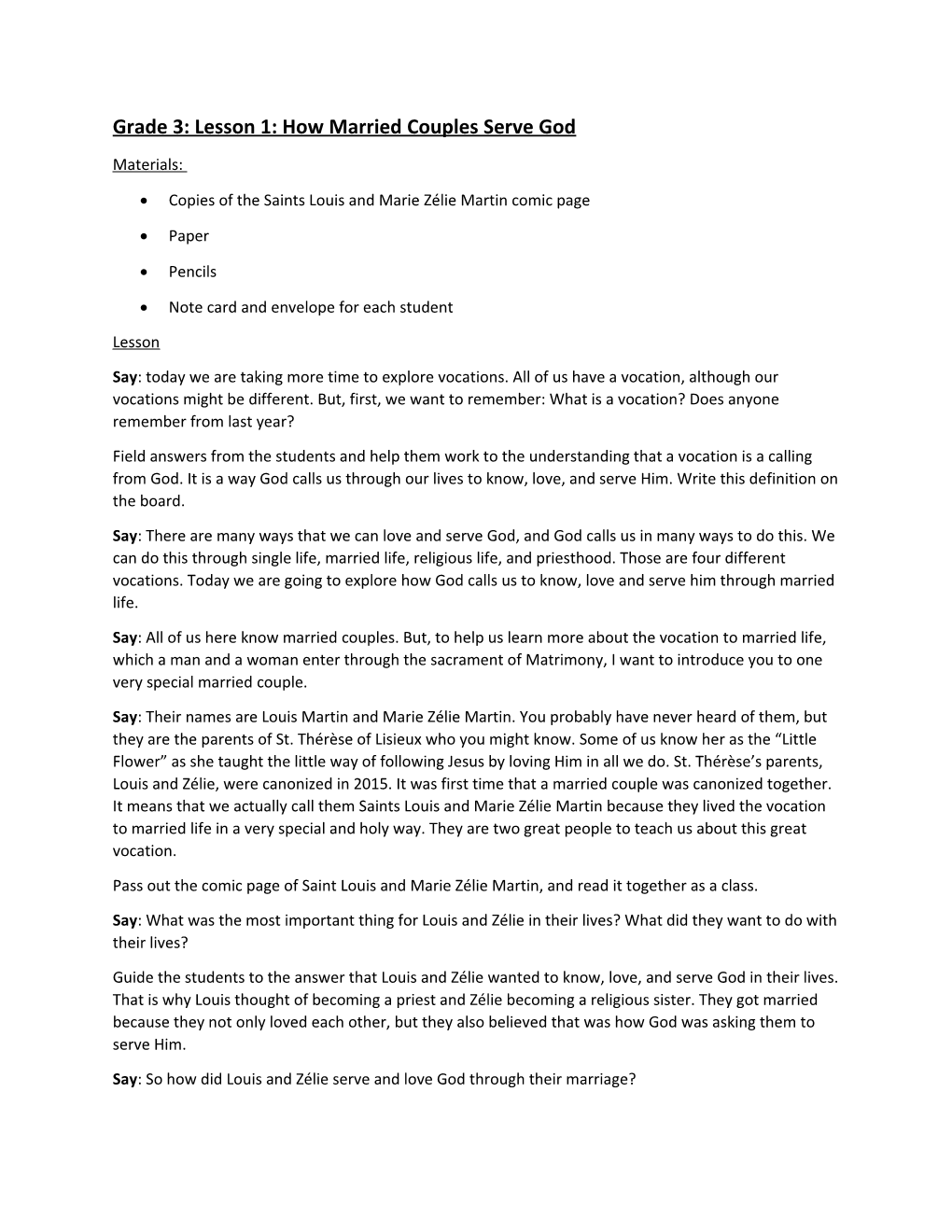 Grade 3: Lesson 1: How Married Couples Serve God
