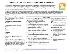 Grade 3: NC READY EOG Math Menu of Activities