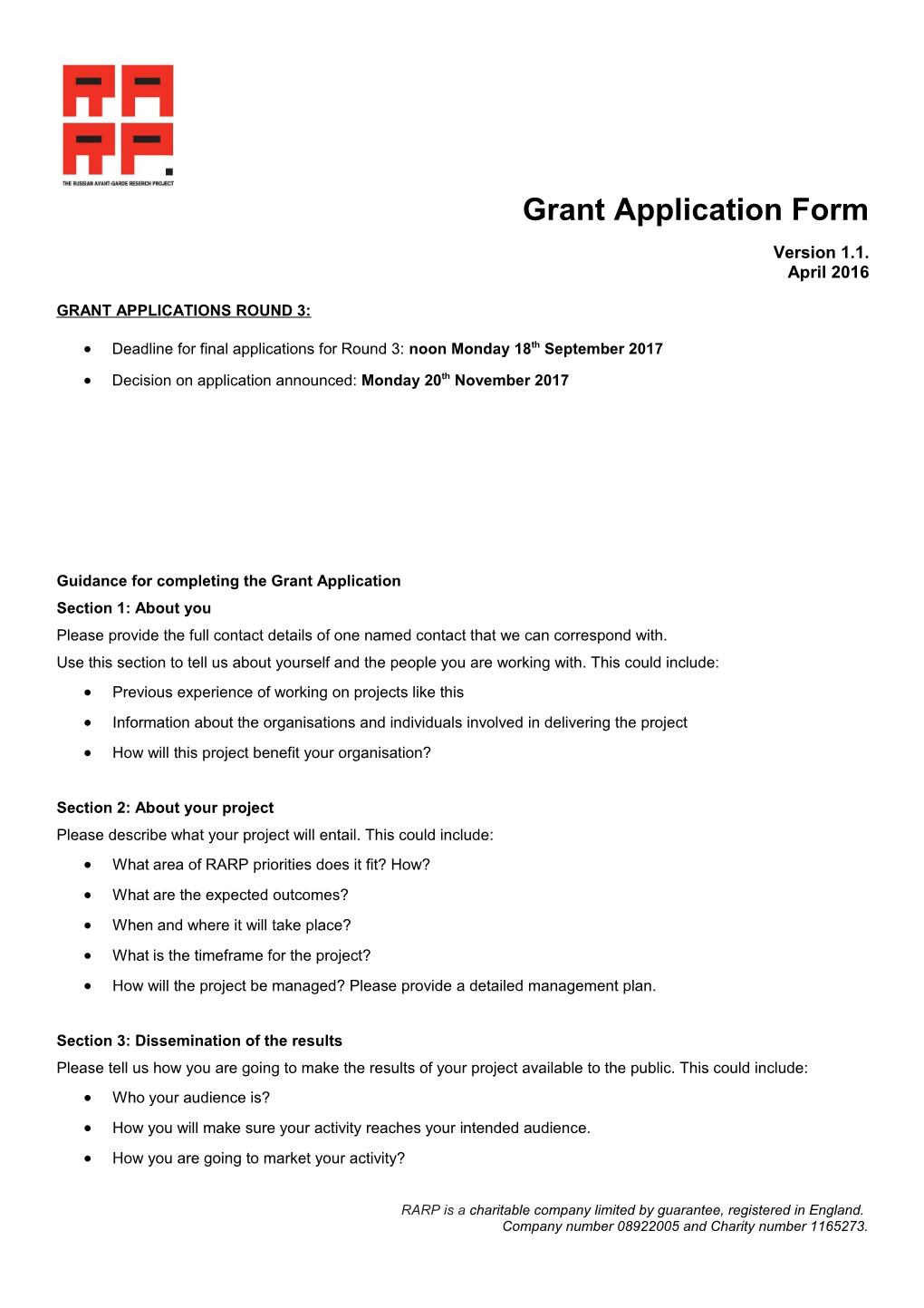 Grant Applications Round 3