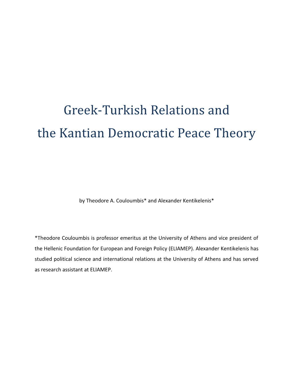Greek-Turkish Relations And
