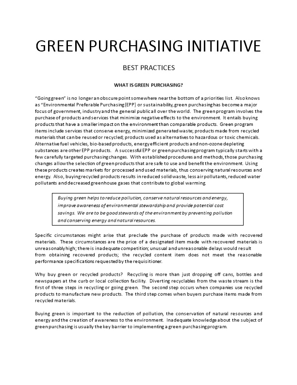 Green Purchasing Initiative