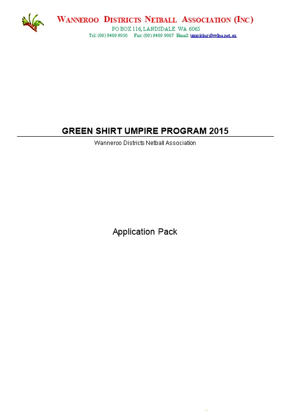 Green Shirt Umpire Program2015