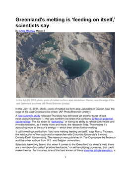 Greenland S Melting Is Feeding on Itself, Scientists Say