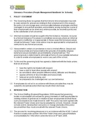 Grievance Procedure (People Management Handbook for Schools)