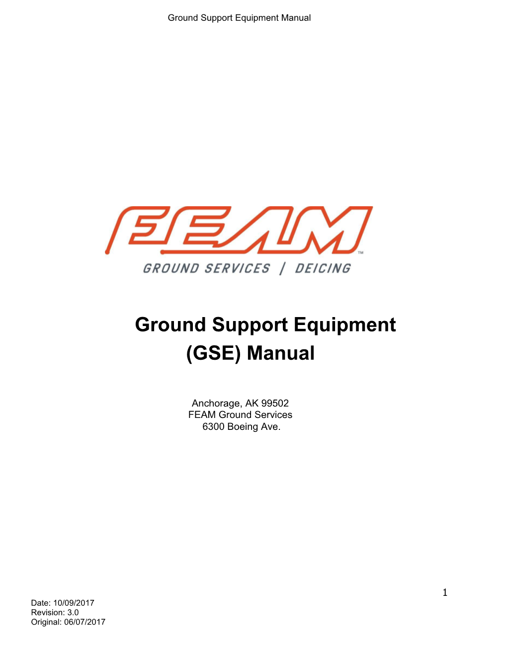 Ground Support Equipment (GSE) Manual