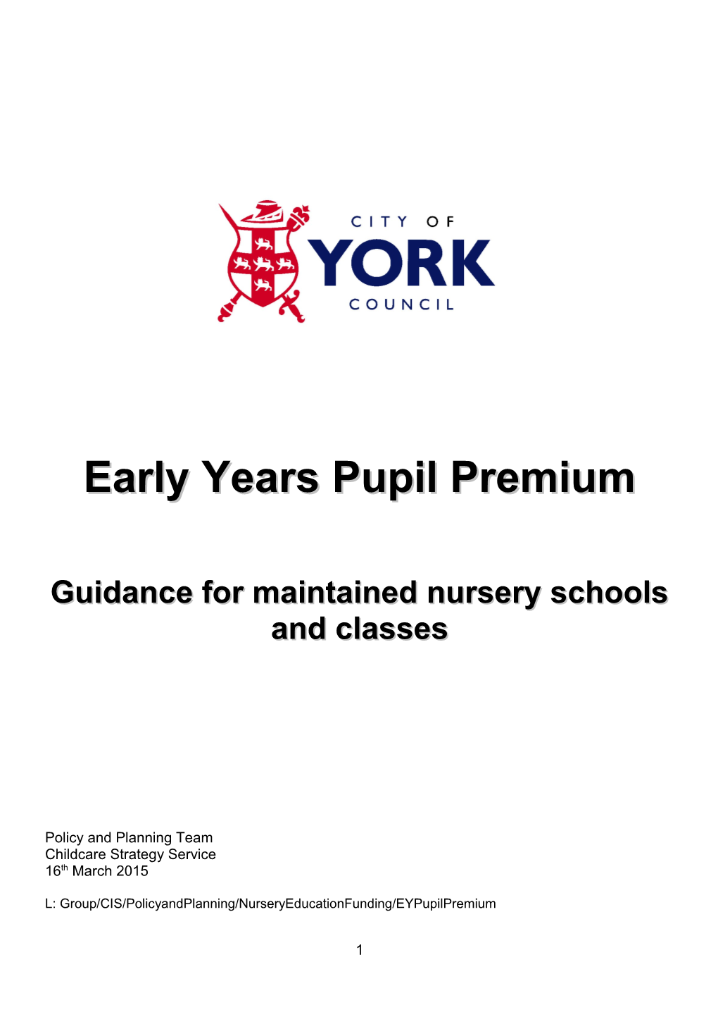 Guidance for Maintained Nursery Schools and Classes