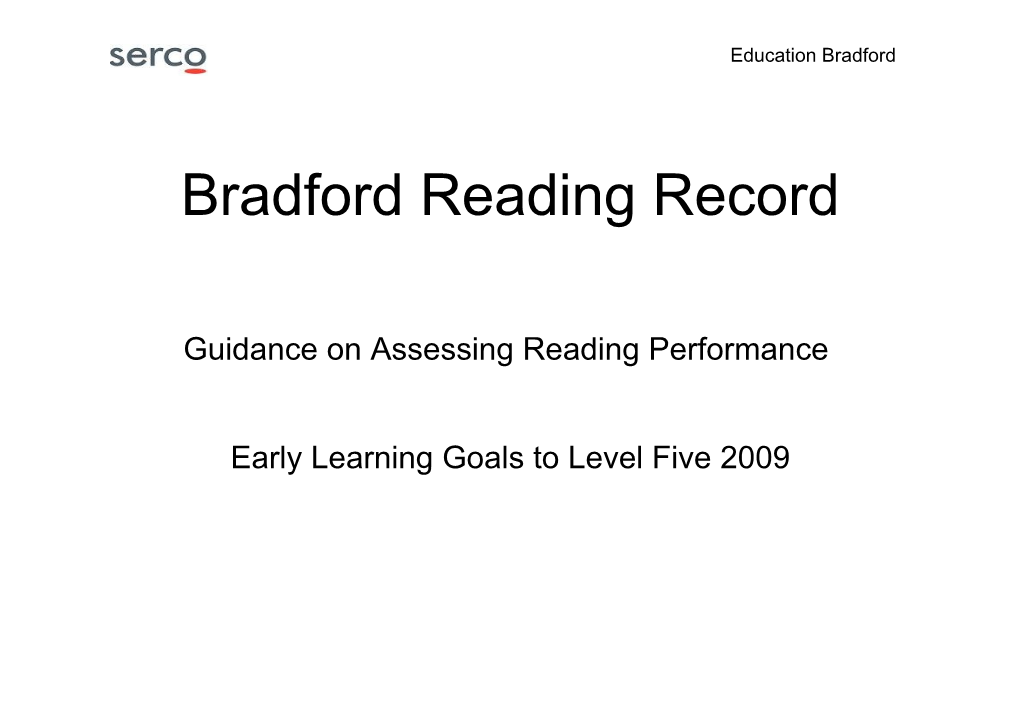 Guidance on Assessing Reading Performance