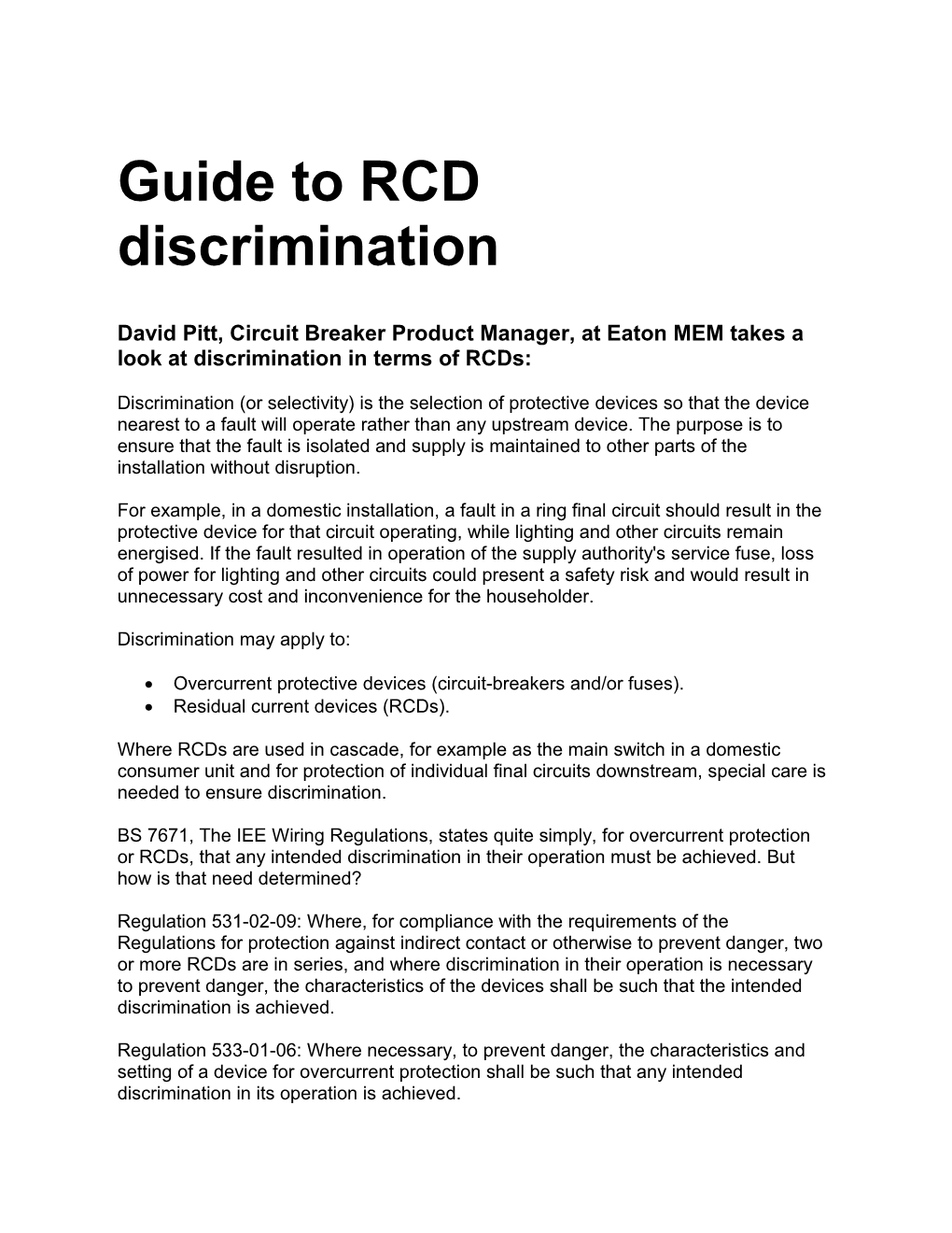 Guide to RCD Discrimination