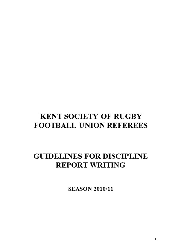 Guidelines for Discipline Report Writing