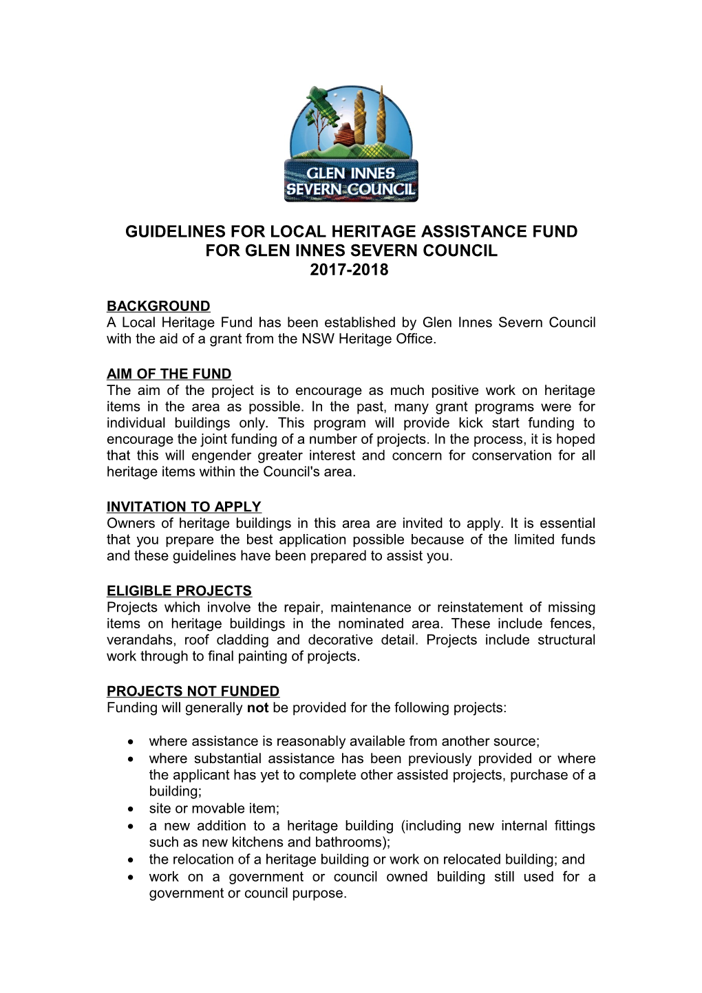 Guidelines for Local Heritage Assistance Fund for Glen Innes Severn Council