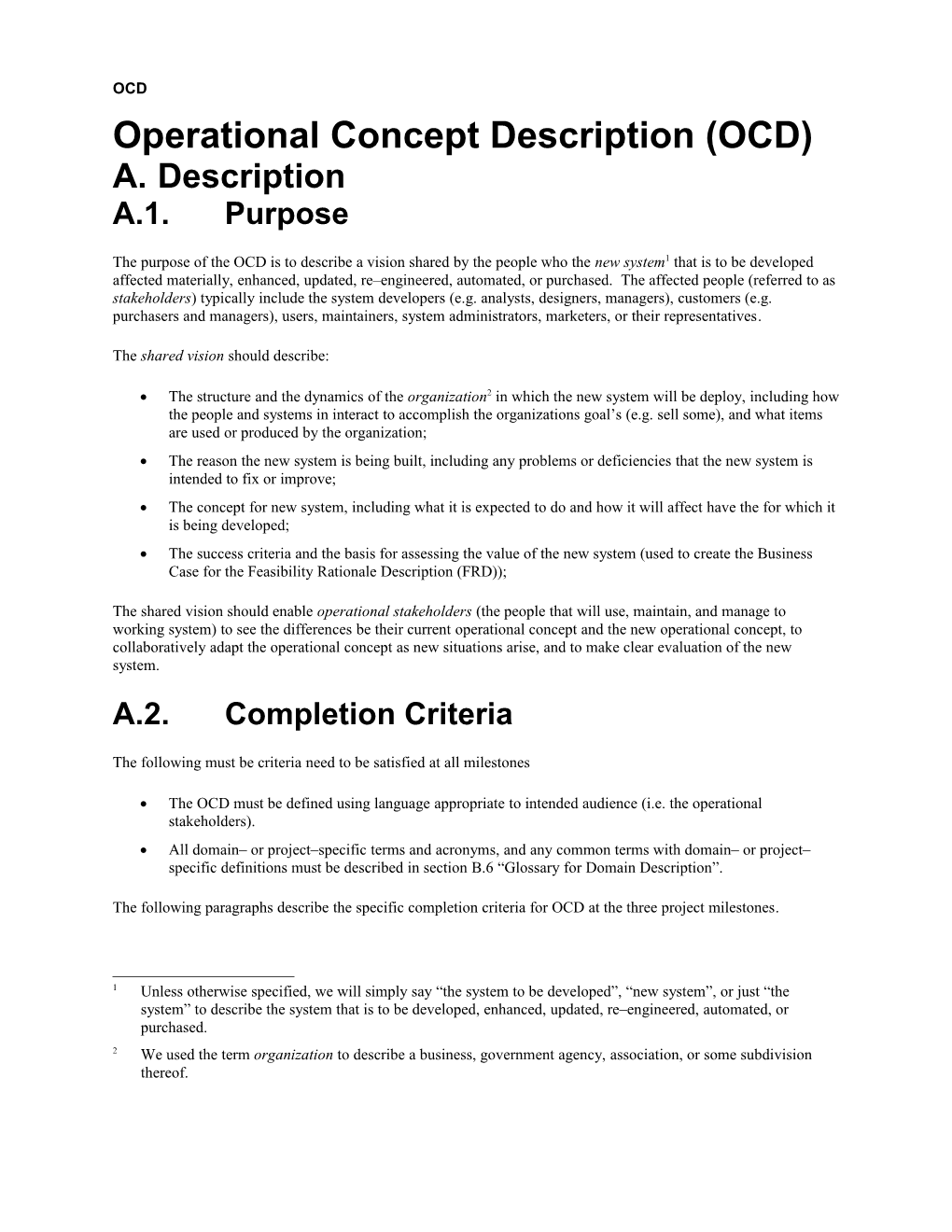Guidelines for Mbaseoperational Concept Description (OCD)
