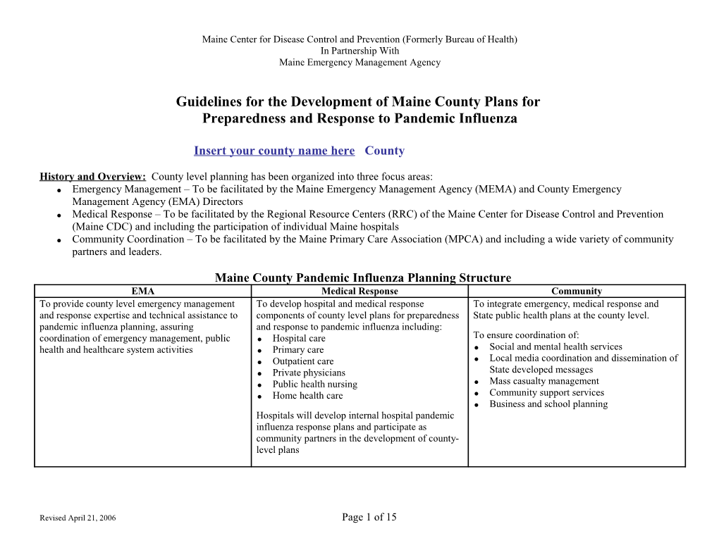 Guidelines for the Development of Maine County Plans For