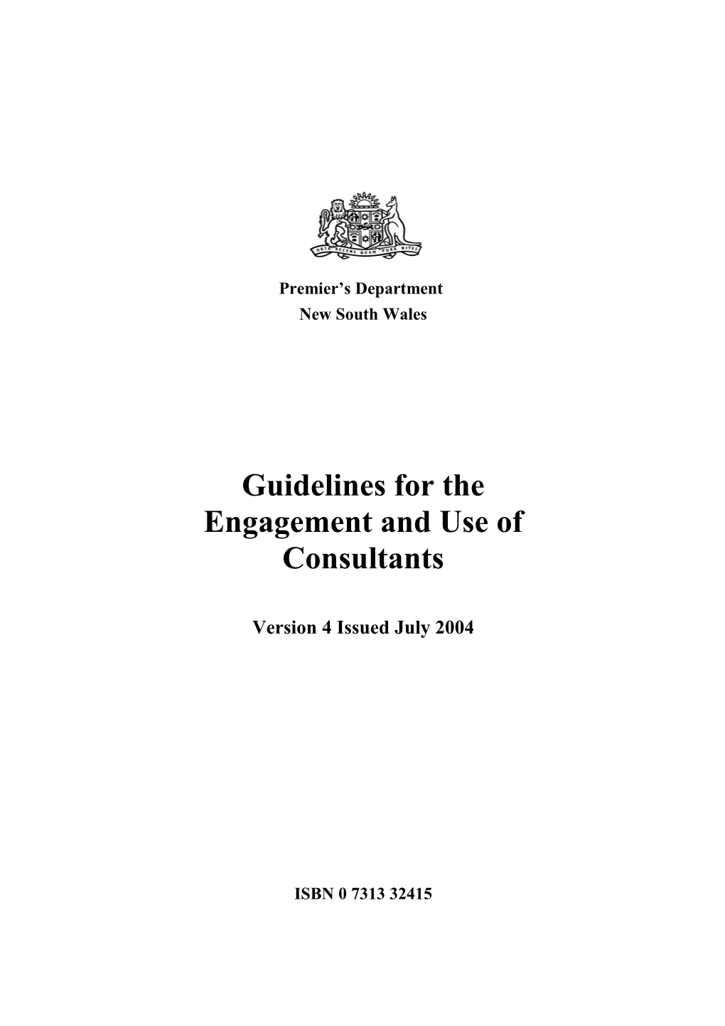 Guidelines for the Engagement and Use of Consultants