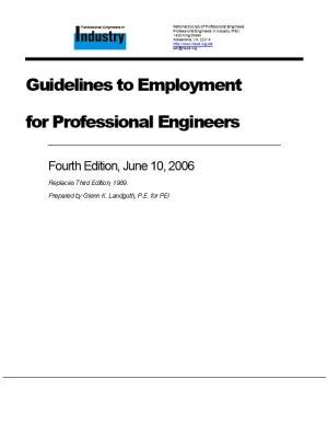 Guidelines to Employment for Professional Engineering