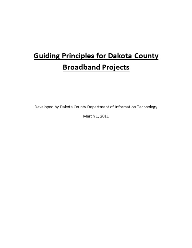 Guiding Principles for Dakota County Broadband Projects