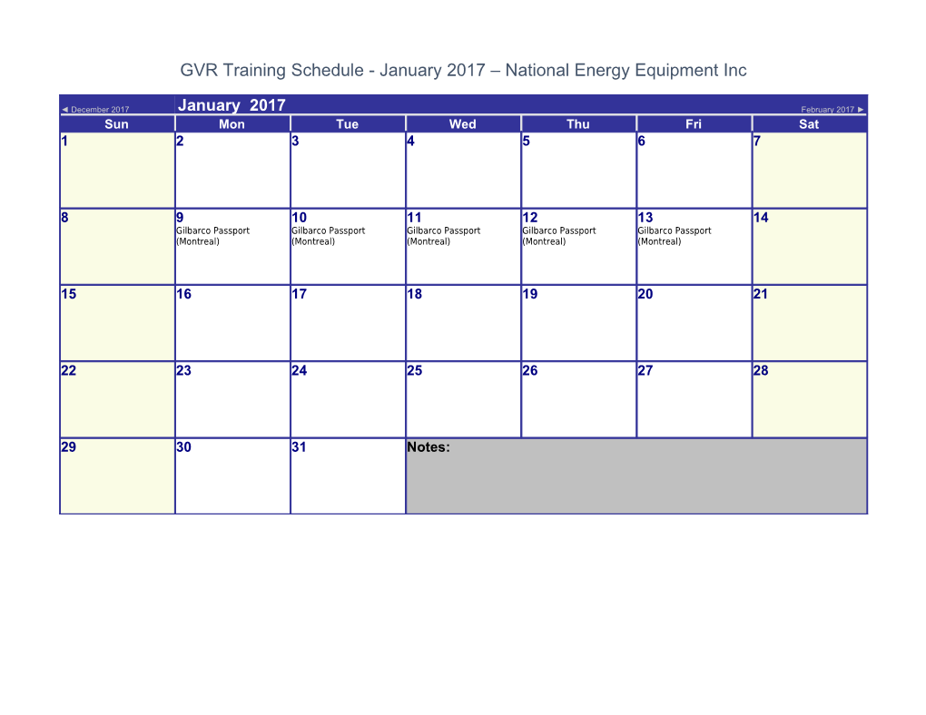 GVR Training Schedule February 2017 National Energy Equipment Inc