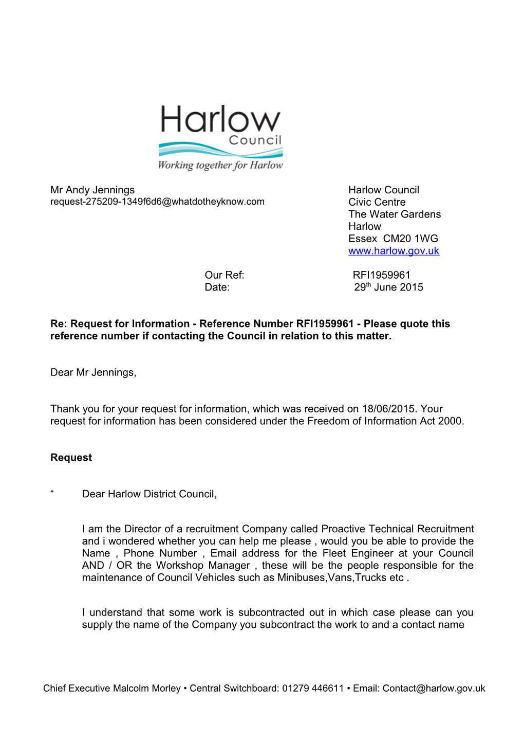 Harlow Letter Template