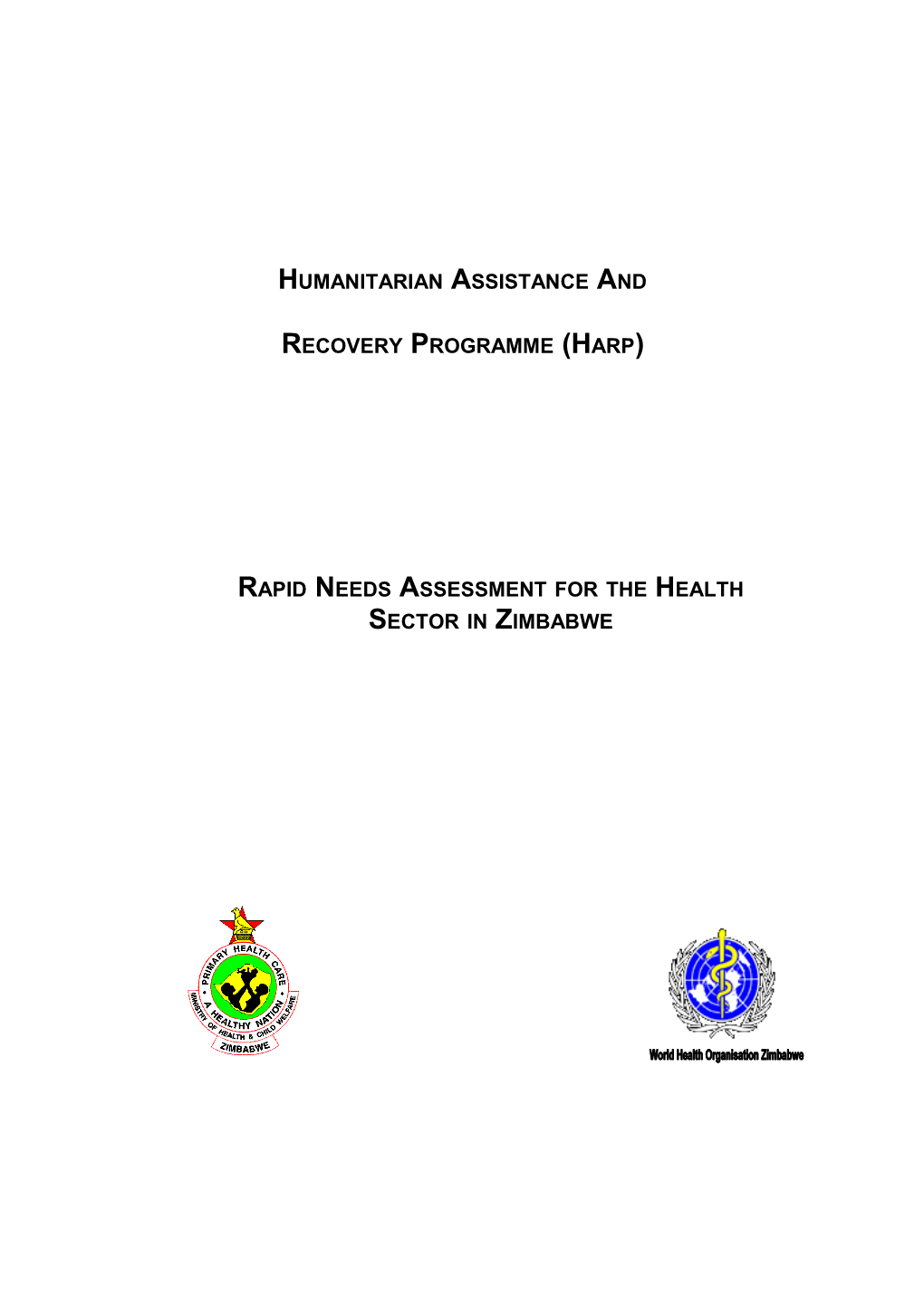 Harp Needs Assessment for the Health Sector in Zimbabwe