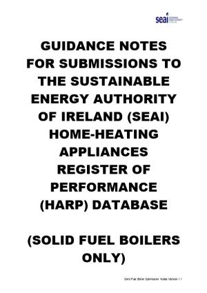 HARP Solid Fuel Boiler Database Submission Notes Version 1 1