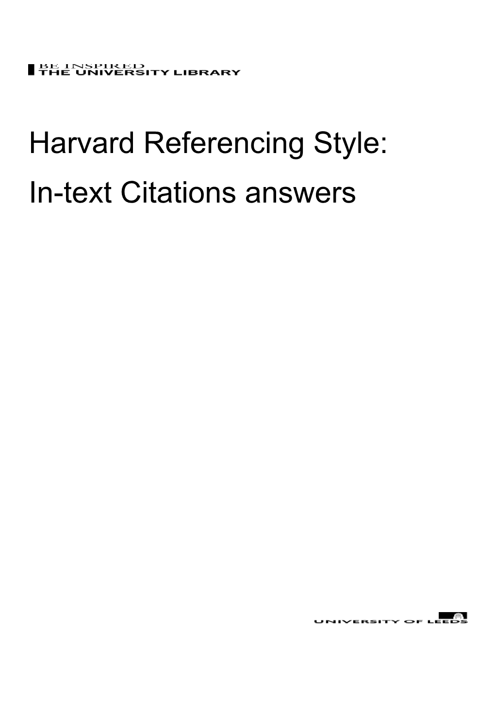 Harvard Referencing Style