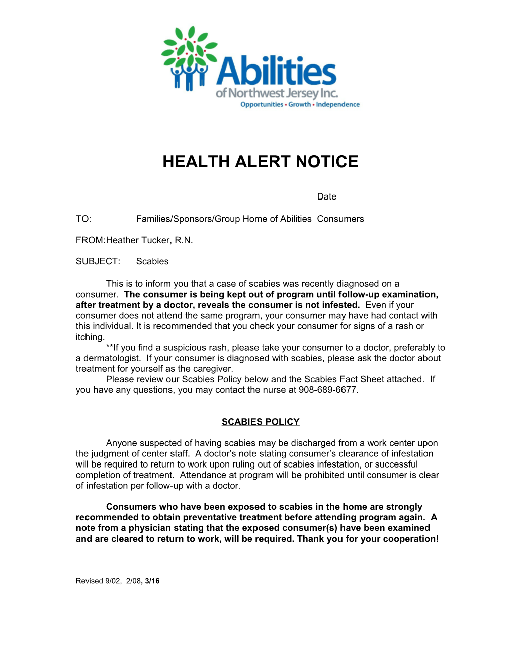 Health Alert Notice