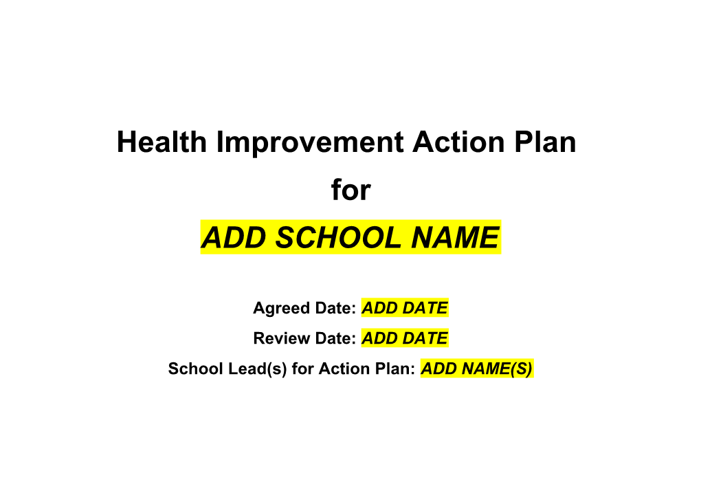 Health Improvement Action Plan