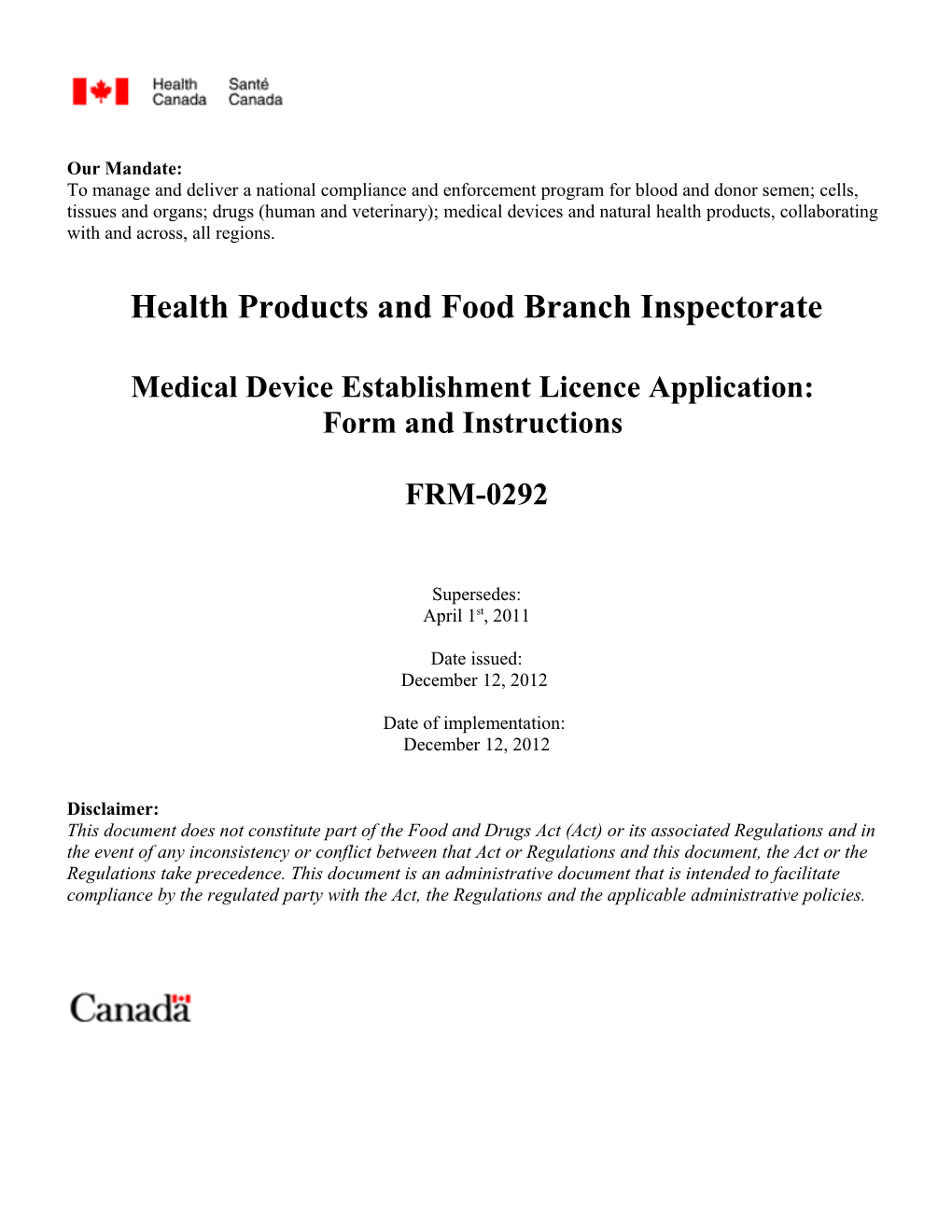 Health Products and Food Branch Inspectorate