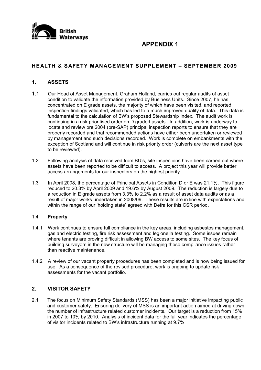 HEALTH & SAFETY MANAGEMENT Supplement SEPTEMBER2009