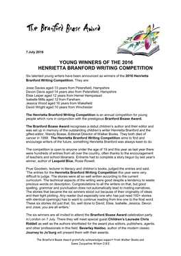 Henrietta Branford Writing Competition