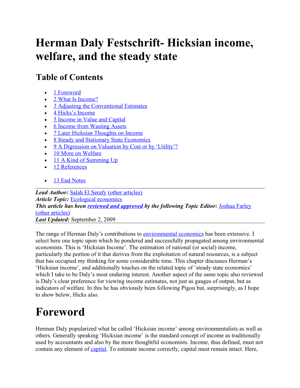 Herman Daly Festschrift- Hicksian Income, Welfare, and the Steady State