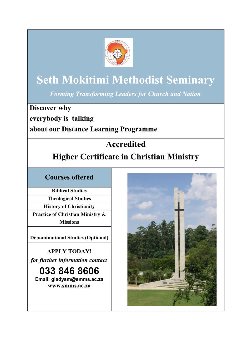 Higher Certificate in Christian Ministry (Hccm)