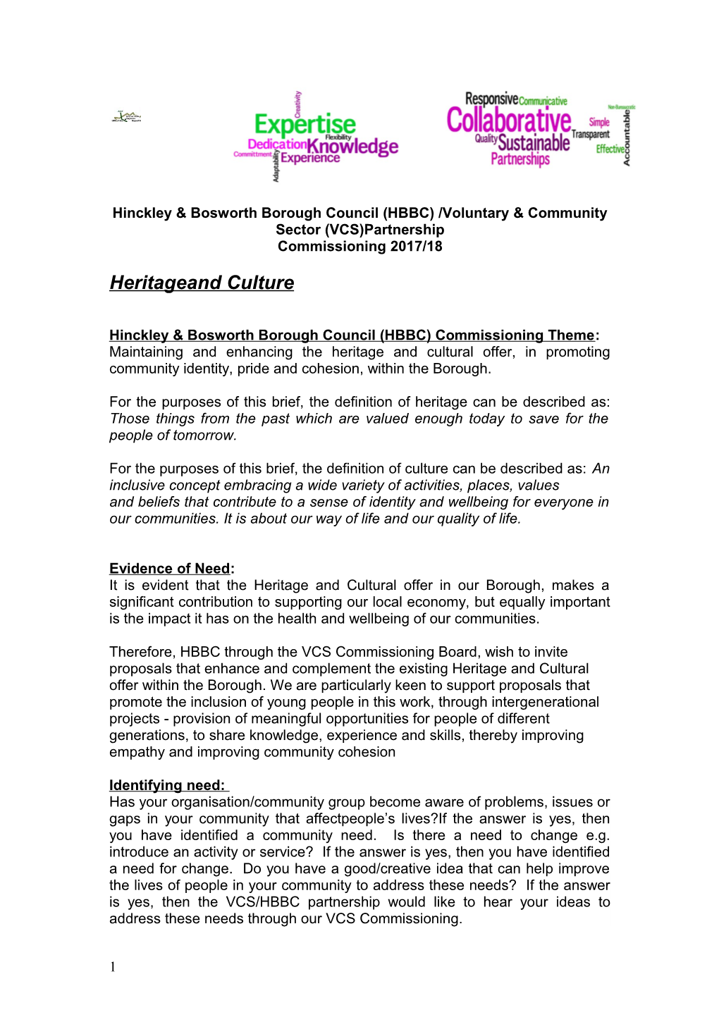 Hinckley & Bosworth Borough Council (HBBC) /Voluntary & Community Sector (VCS)Partnership