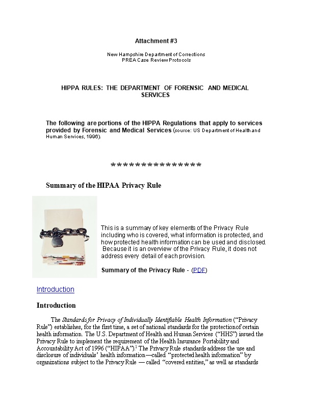 Hippa Rules: the Department of Forensic and Medical Services