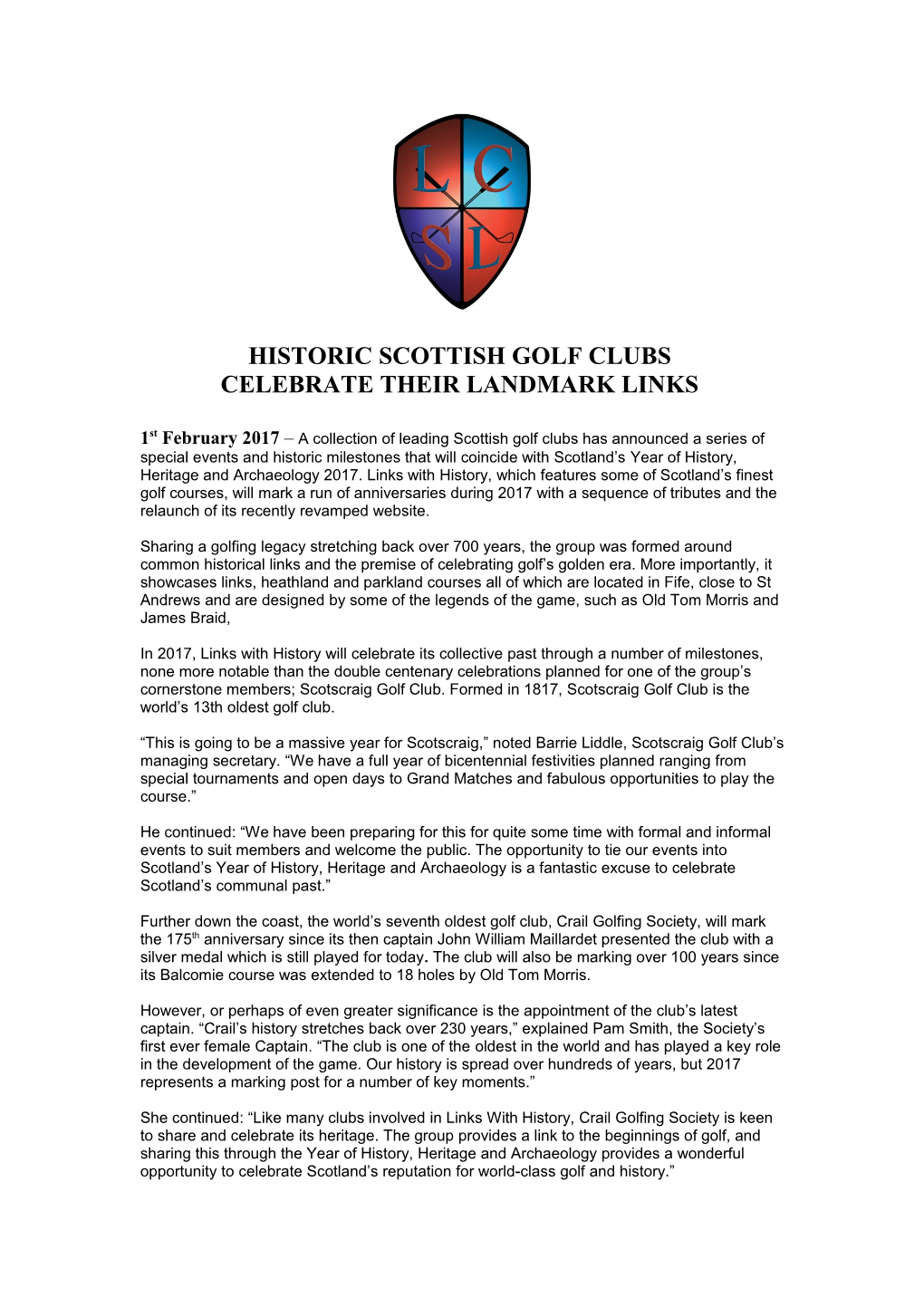 Historic Scottish Golf Clubs Celebratetheirlandmark Links