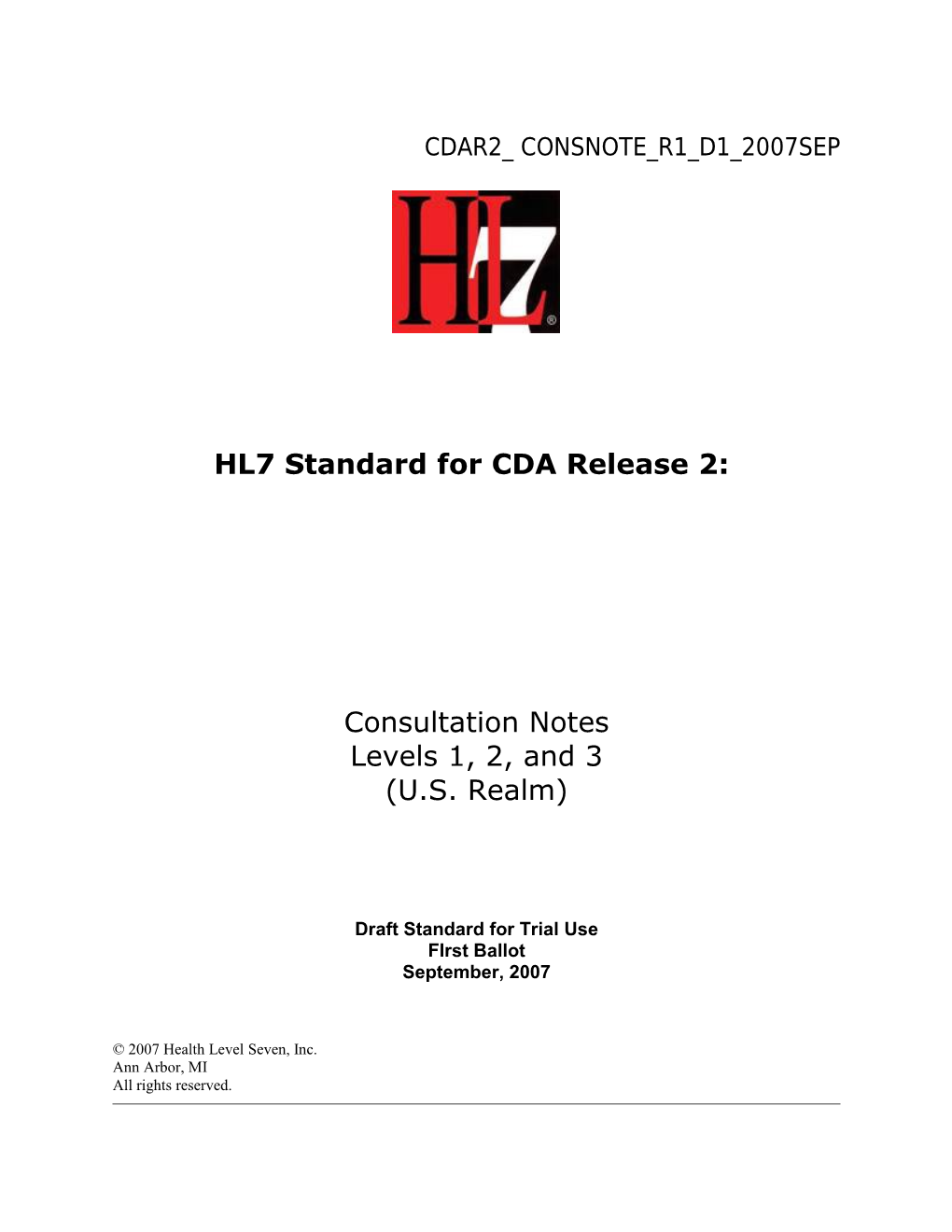 HL7 Standard for CDA Release 2