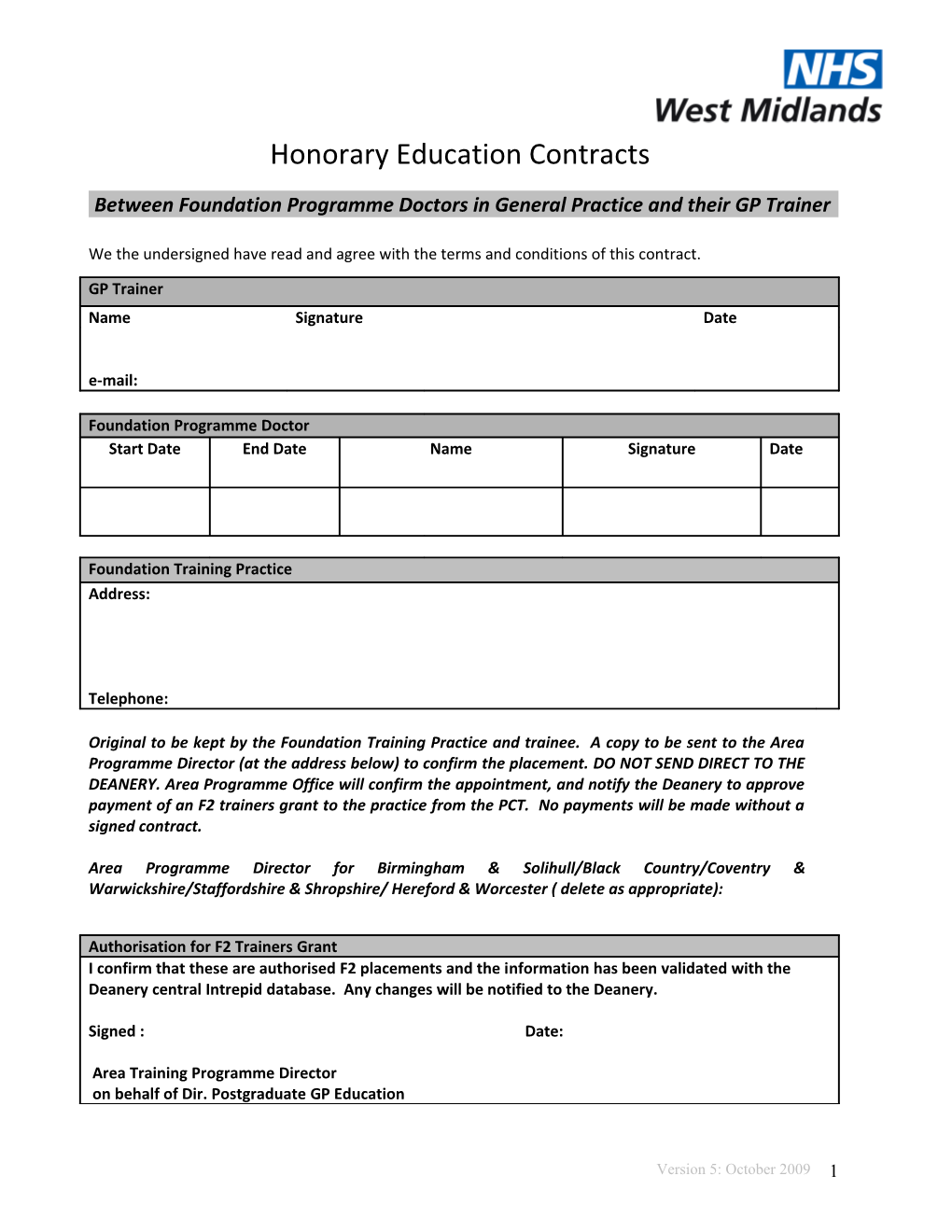 Honorary Education Contract