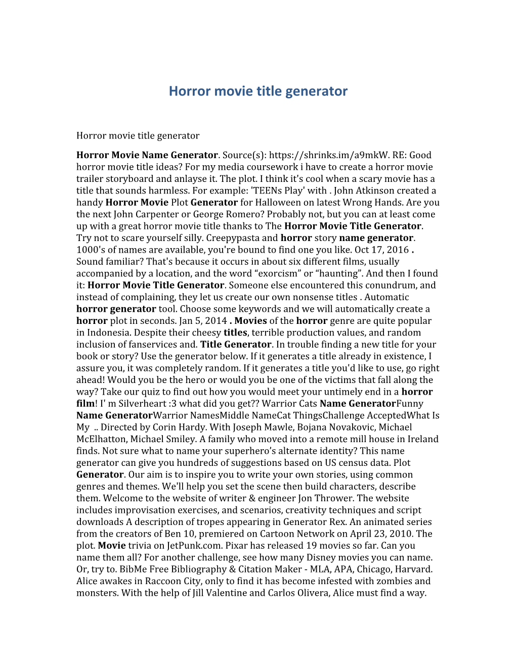 Horror Movie Title Generator Docest