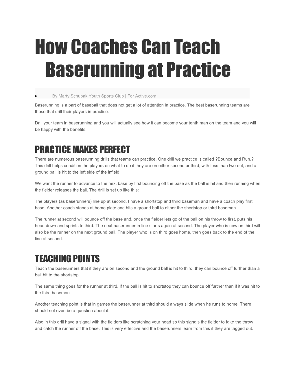 How Coaches Can Teach Baserunning at Practice
