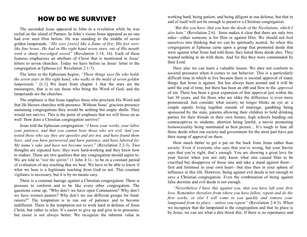 How Do We Survive?