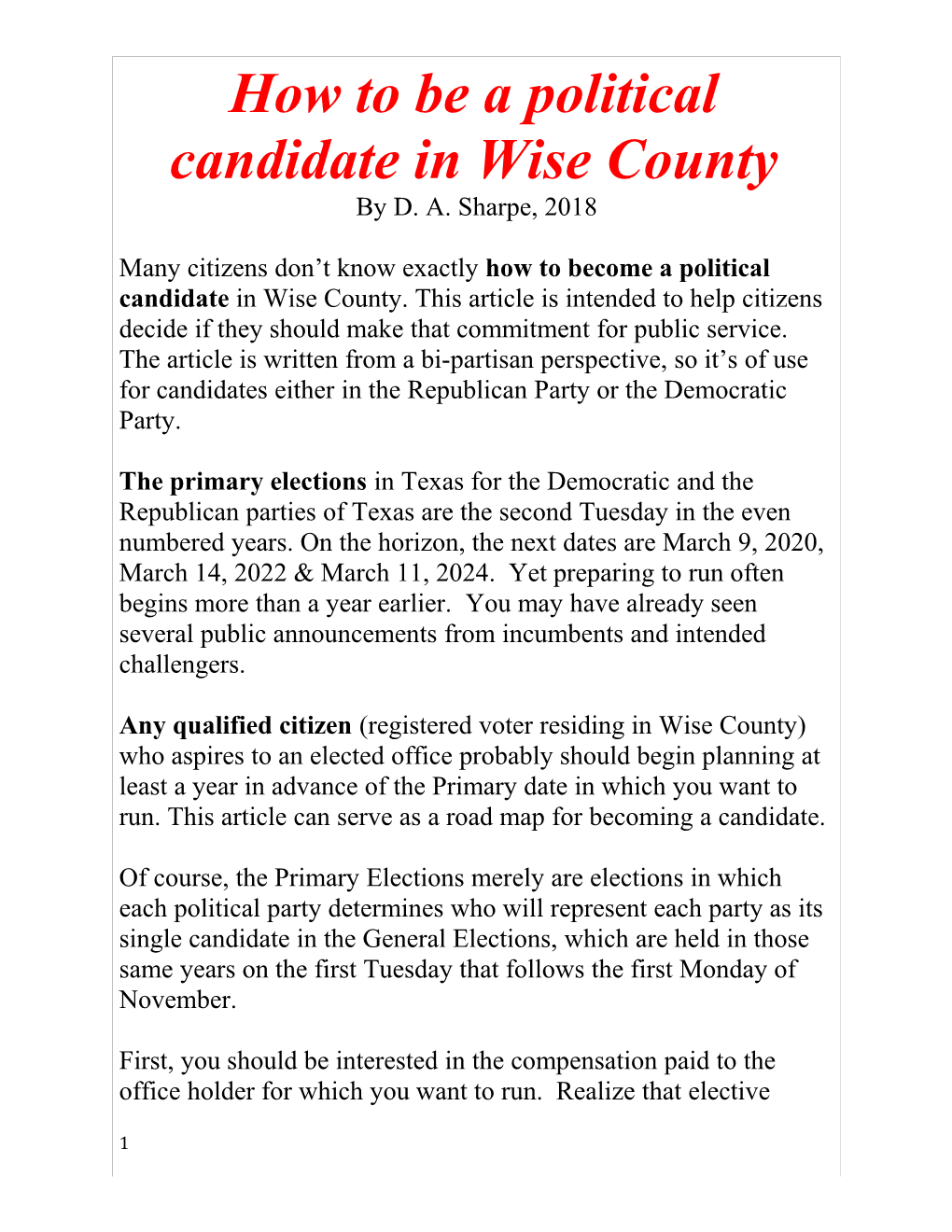 How to Be a Political Candidate in Wise County
