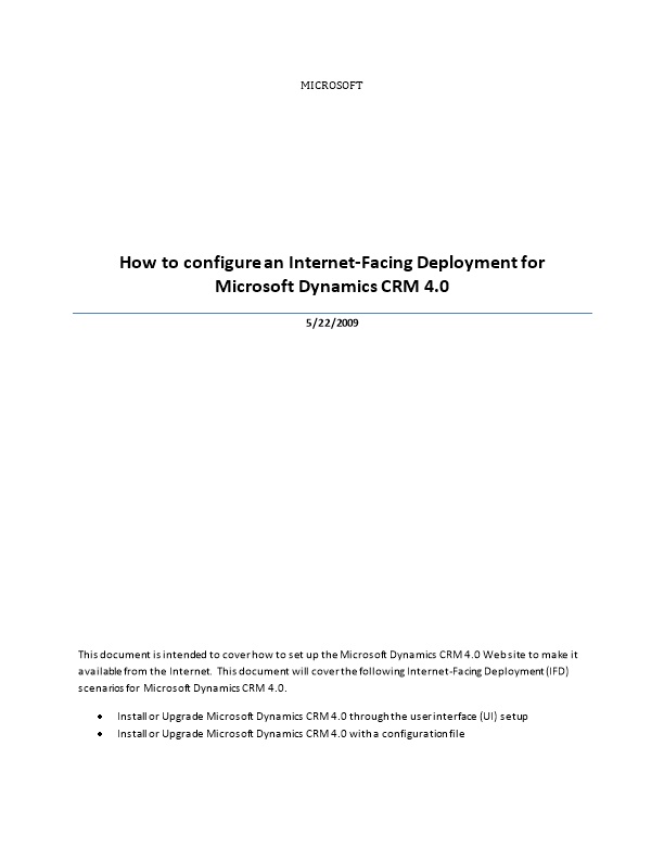 How to Configure an Internet-Facing Deployment for Microsoft Dynamics CRM 4.0