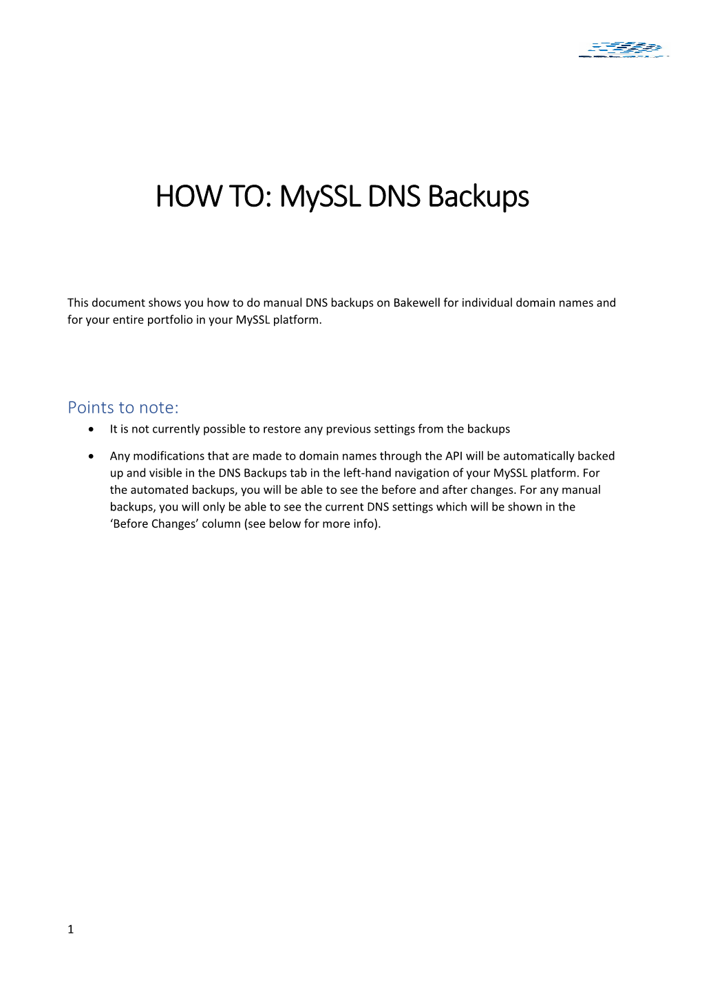 HOW TO: Myssldns Backups