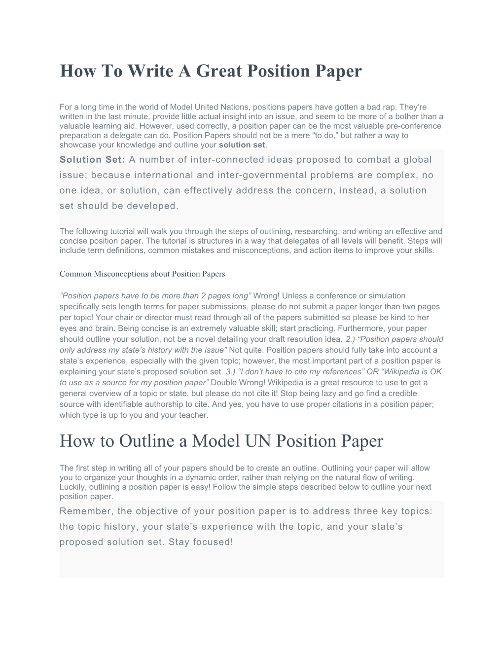 How to Write a Great Position Paper